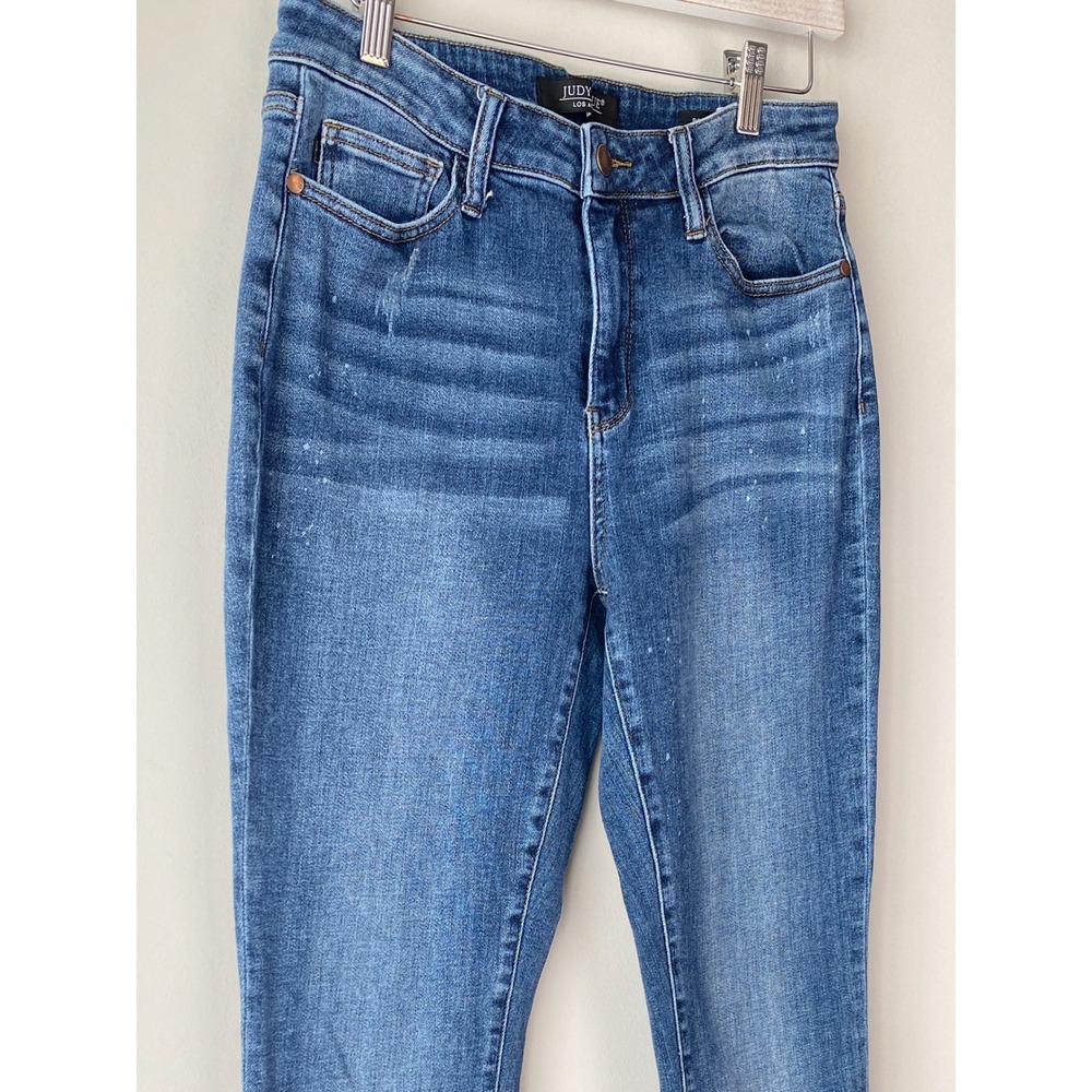 Judy Blue Boyfriend Fit Jeans 29 Blue Medium Wash Splatter High Rise JB82346 - Picture 5 of 12